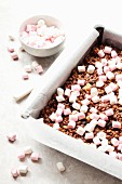 Rocky Road Schnitten mit Rice Kriespies und getrockneten Kirschen zubereiten