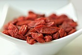Goji berries on a white background (close-up)