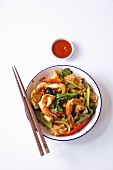 Shrimp with greens and sauce China