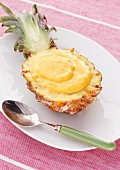 Stuffed pineapple with egg custard