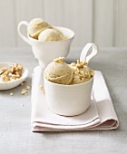 Lactose-free vanilla ice cream with walnuts