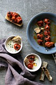 Egg cocotte with fried cherry tomatoes