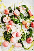 Oven-baked radishes and radish leaves (soul food)