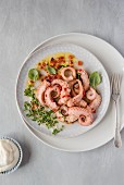 Octopus marinated in lemon juice and olive oil