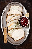 Baked pork loin with cranberry jam