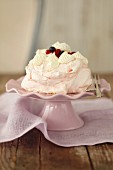 Pink meringue with mascarppne cream and berries