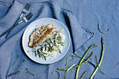 Asparagus and Shirataki noodles with redfish (low carb)