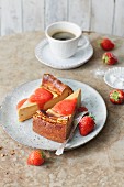 Sugar-free creamy quark cheesecake with strawberry coulis