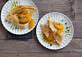 Gingerbread crêpes with orange and pistachio
