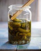 Preserved gherkins with pickled onions