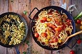 Vegan pasta with a baked tomato sugo (soya-free)