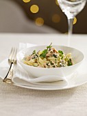 Tagliatelle with salmon and rocket for Christmas