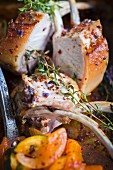 Pork chops with thyme and pumpkin