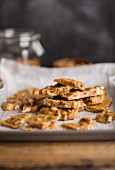 Nut brittle on a baking tray