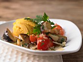 Cep mushroom ragout with a red lentil puree