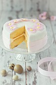 Easter cake with pink fondant flowers