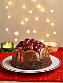 Christmas pudding with candied fruit