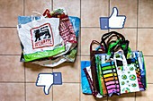 Reusable shopping bags, conceptual image