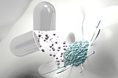 Anti-cancer nanoparticles, conceptual illustration