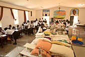 Students in a hospital classroom