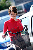 Woman riding a bicycle