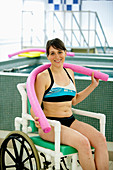 Disabled person at pool