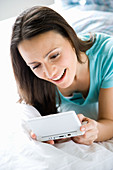 Woman playing videogames