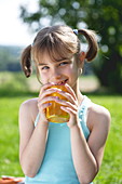 Girl drinking a glass of water