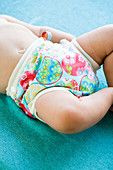 Baby with washable diaper