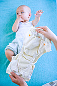 Baby with washable diaper