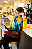 Woman using a netbook