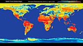 Global soil moisture, SMAP radiometer satellite map