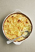 Classic potato gratin with cream and alpine cheese