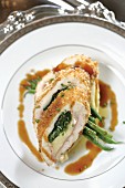 Chicken Roulade on silver-rimmed china