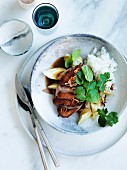 Duck with steamed eggplant and tamarind