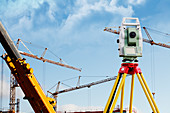 Surveying equipment on industrial site