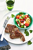 Lamb Chops and Grilled Zucchini Salad