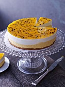 Passionfruit cake on a cake stand