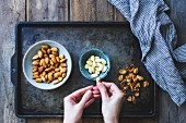 Blanching almonds