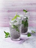 Chia fresca with lemon and maple syrup