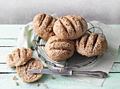 Spelt bread rolls with chia and sesame seeds