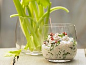 Celery sticks with tuna cream and capers