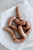 Spicy Christmas sausages on paper