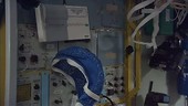 Blue liquid cooled garment on the ISS
