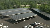 Solar panels in a car park