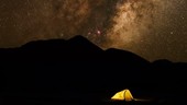 Milky Way and tent, timelapse