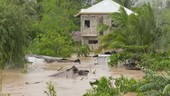 Flooded village following hurricane, Philippines