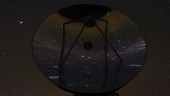 Star trails reflected in telescope dish