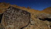 Rock art and star trails, timelapse