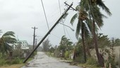 Telegraph poles destroyed by typhoon, Guam